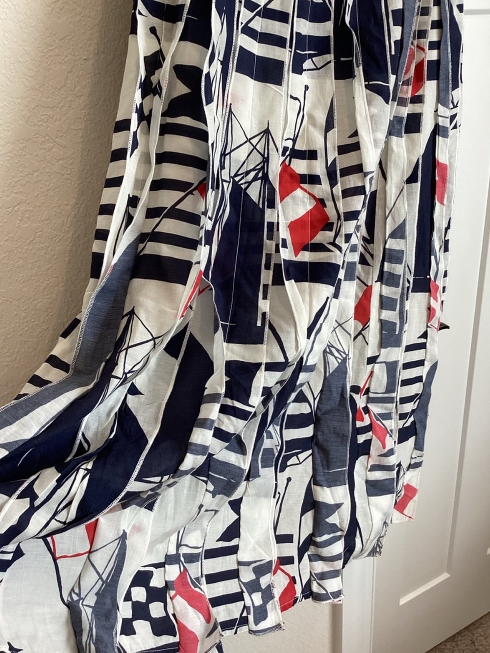 ⛵️Anthropologie Piped Midi Skirt Maeve New Medium Petite Novelty Sailboat Navy - Picture 6 of 14